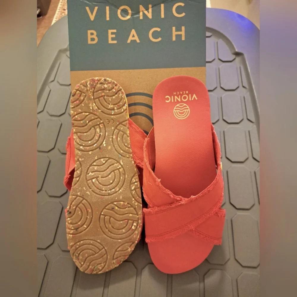 VIONIC beach SANDALS poppy CANVAS brand new in original box ๐ค๐ค๐ค - Picture 4 of 7